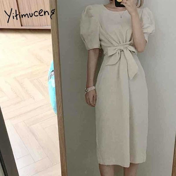 yitimuceng midi dresses for women bow bandage high waist puff sleeve unicolor apricot sundress summer korean fashion dress 210601, Black;gray
yitimuceng midi dresses for women bow bandage high waist puff sleeve unicolor apricot sundress summer korean fashion dress 210601, Black;gray