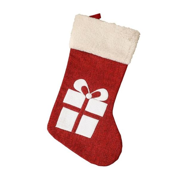 christmas decorations stockings 19 inch classic red and white stocking socks candy gift bag for family holiday xmas party decor h056