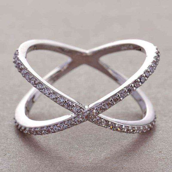 design x shape cross ring female fashion micro paved cz crystal rings infinity sign women rings for girl gift, Silver 
design x shape cross ring female fashion micro paved cz crystal rings infinity sign women rings for girl gift, Silver