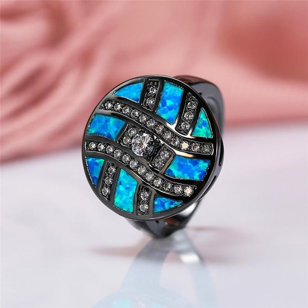cluster rings boho female blue fire opal stone ring vintage black gold wedding for women promise big love engagement, Golden;silver
cluster rings boho female blue fire opal stone ring vintage black gold wedding for women promise big love engagement, Golden;silver