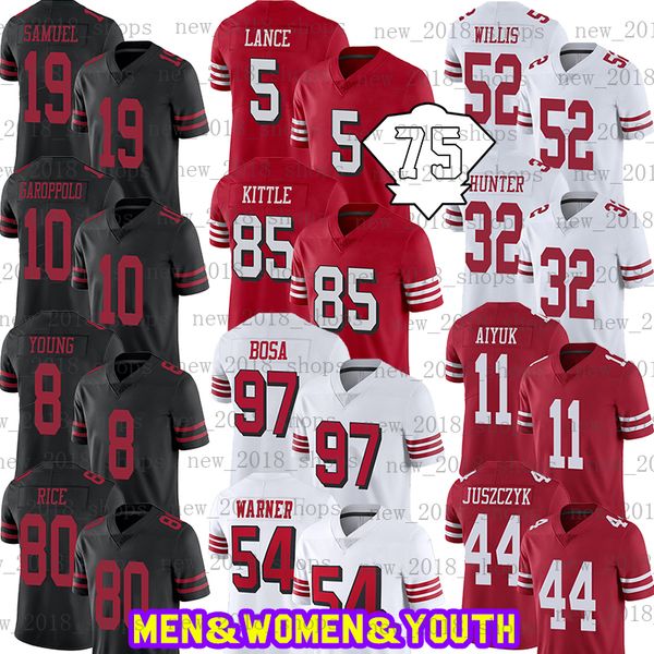 85 george kittle 5 trey lance football jersey 54 fred warner san 97 nick bosa francisco 19 deebo samuel 10 jimmy garoppolo 80 jerry rice 11, Black;red
85 george kittle 5 trey lance football jersey 54 fred warner san 97 nick bosa francisco 19 deebo samuel 10 jimmy garoppolo 80 jerry rice 11, Black;red