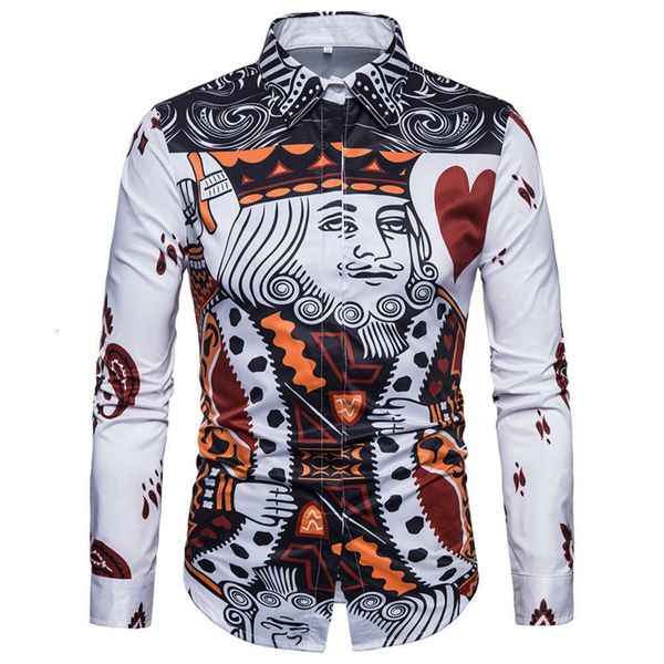 2021spring and autumn winter new fashion european men's playing card old k printing long sleeve large size shirt, White;black
2021spring and autumn winter new fashion european men's playing card old k printing long sleeve large size shirt, White;black