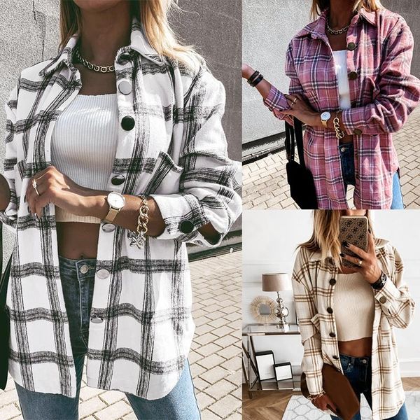 kili women's fashion loose casual retro plaid long sleeve shirt jacket, Black;brown
kili women's fashion loose casual retro plaid long sleeve shirt jacket, Black;brown