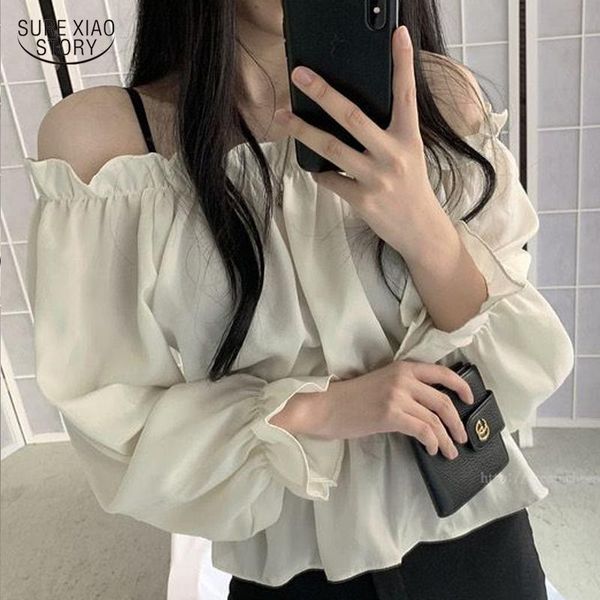 women's blouses & shirts 2021 one-line neck fashion flared sleeve shirt lady comfort strapless women blouse waist slimming blusas muje, White
women's blouses & shirts 2021 one-line neck fashion flared sleeve shirt lady comfort strapless women blouse waist slimming blusas muje, White