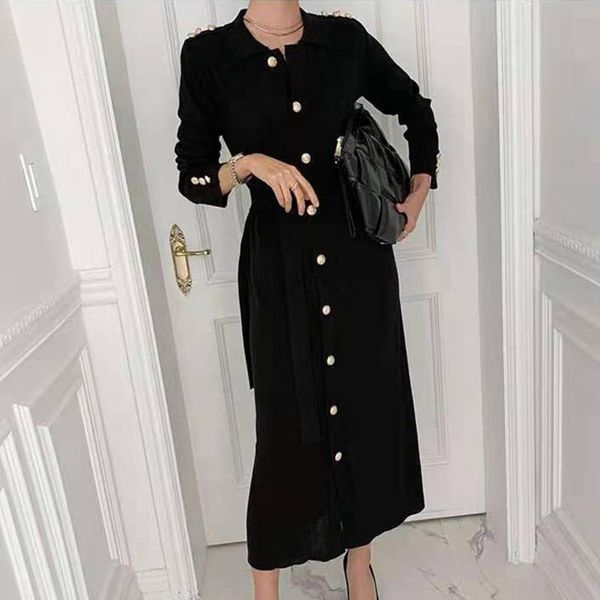 casual dresses autumn winter women vintage long dress sleeve sashes female single breasted knitted sweater robes, Black;gray
casual dresses autumn winter women vintage long dress sleeve sashes female single breasted knitted sweater robes, Black;gray