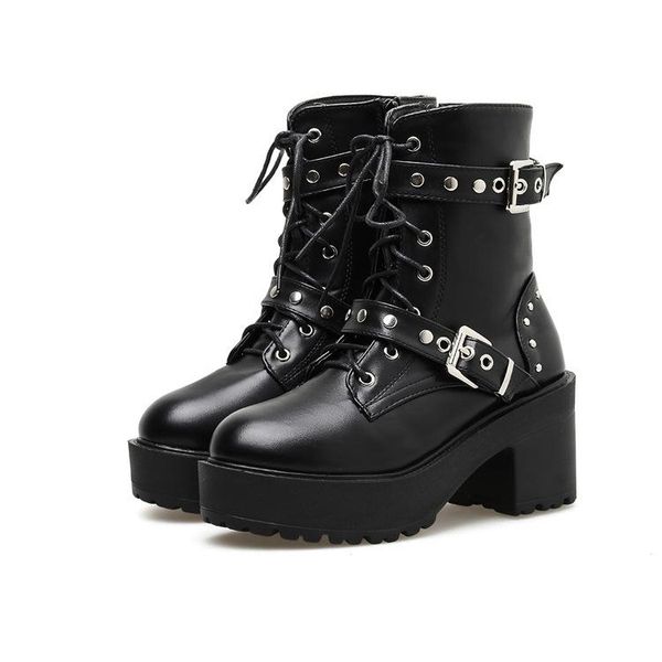 boots gdgydh autumn women fashion round toe thick platform black booties rivets short ankle trend style british
boots gdgydh autumn women fashion round toe thick platform black booties rivets short ankle trend style british