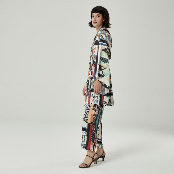 women's two piece pants set women printed kimono robe & wide leg trousers chic lady fashion casual vintage oversized outfit, White
women's two piece pants set women printed kimono robe & wide leg trousers chic lady fashion casual vintage oversized outfit, White