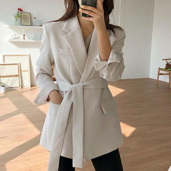 women's suits & blazers long vintage office lady blazer with belt women loose casual jacket suit spring autumn korean outerwear female, White;black
women's suits & blazers long vintage office lady blazer with belt women loose casual jacket suit spring autumn korean outerwear female, White;black