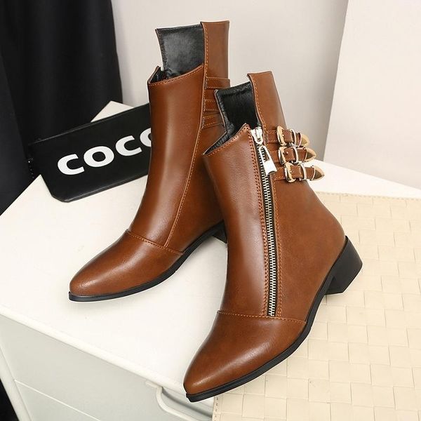 boots spring and winter fashion british style metal button flat bottom women's size, Black
boots spring and winter fashion british style metal button flat bottom women's size, Black