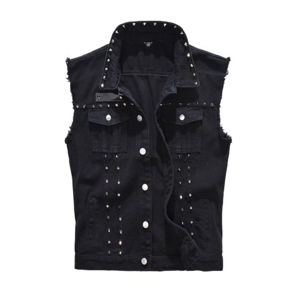 men's vests 2021 denim vest men punk rock rivet cowboy black jeans waistcoat fashion motorcycle style sleeveless jacket m-5xl, Black;white
men's vests 2021 denim vest men punk rock rivet cowboy black jeans waistcoat fashion motorcycle style sleeveless jacket m-5xl, Black;white