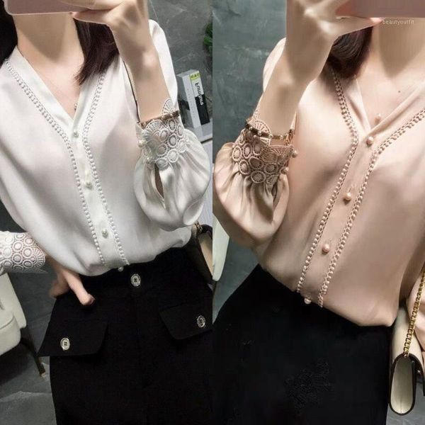 women's blouses & shirts spring women lace patchwork single breasted chiffon blouse female lantern sleeve shirt mujer, White
women's blouses & shirts spring women lace patchwork single breasted chiffon blouse female lantern sleeve shirt mujer, White