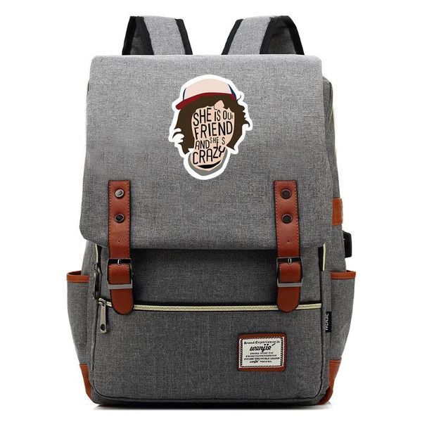 strangerr things #4 canvas travel backpack students bag gift for kids