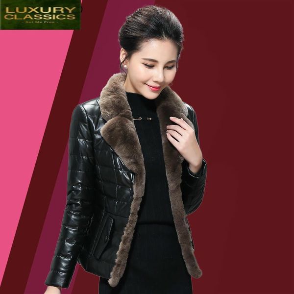 women's leather & faux jacket women genuine sheepskin coat fur collar winter outwear clothes short slim down coats female lwl1204, Black
women's leather & faux jacket women genuine sheepskin coat fur collar winter outwear clothes short slim down coats female lwl1204, Black