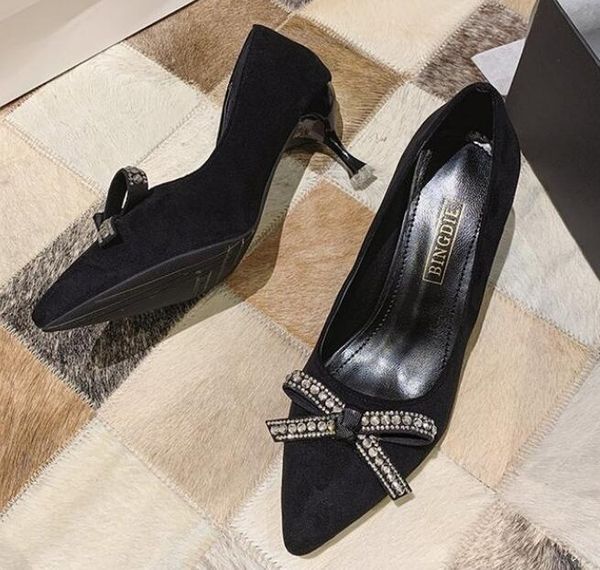 dress shoes the summer 2021 fashion versatile simple pointed high-heel stiletto with cashmere bow a shallow slip, Black
dress shoes the summer 2021 fashion versatile simple pointed high-heel stiletto with cashmere bow a shallow slip, Black