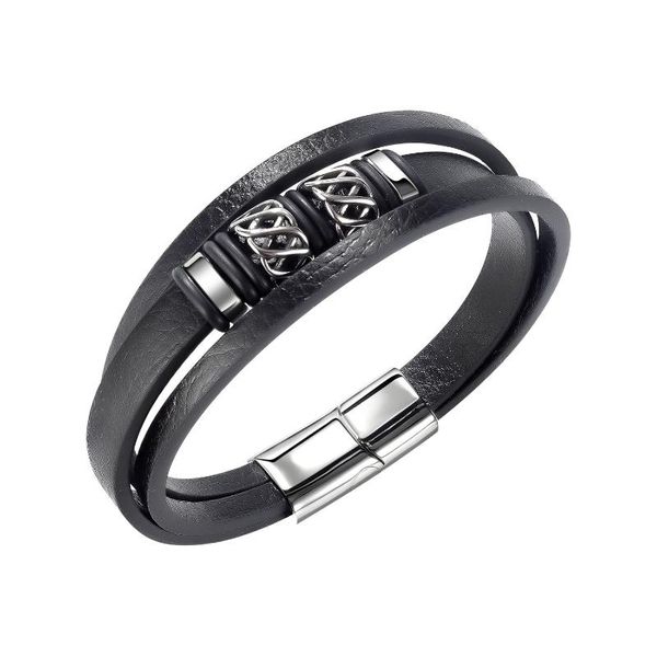 bangle fashion trending multi-layer men's versatile stainless steel leather bracelet jewelry, Black
bangle fashion trending multi-layer men's versatile stainless steel leather bracelet jewelry, Black