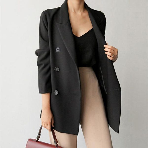 women's suits & blazers elegant female blazer women 2021 korean fashion autumn pocket jacket long sleeve for and jackets, White;black
women's suits & blazers elegant female blazer women 2021 korean fashion autumn pocket jacket long sleeve for and jackets, White;black