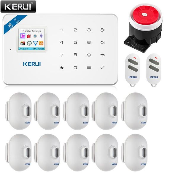 kerui w18 home security alarm system mobile app receiving gsm wifi connection color screen wireless security alarm siren system
kerui w18 home security alarm system mobile app receiving gsm wifi connection color screen wireless security alarm siren system