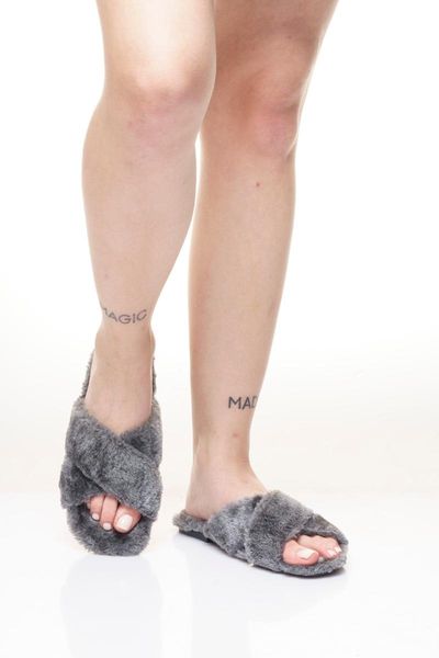 slippers gray plush home slipper, Black
slippers gray plush home slipper, Black