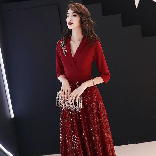 ethnic clothing burgundy chinese oriental v-neck full length wedding women cheongsam evening dress elegant princess dresses modern qipa, Red
ethnic clothing burgundy chinese oriental v-neck full length wedding women cheongsam evening dress elegant princess dresses modern qipa, Red
