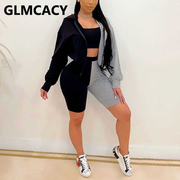 three pieces sets women plus size long sleeve color block hoodies & bodycon shorts 210702, White
three pieces sets women plus size long sleeve color block hoodies & bodycon shorts 210702, White