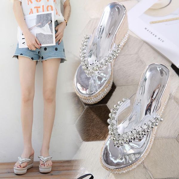 slippers shoes woman 2021 string bead for swimming pool on a wedge pantofle heeled mules platform luxury slides rubber flip flop, Black
slippers shoes woman 2021 string bead for swimming pool on a wedge pantofle heeled mules platform luxury slides rubber flip flop, Black