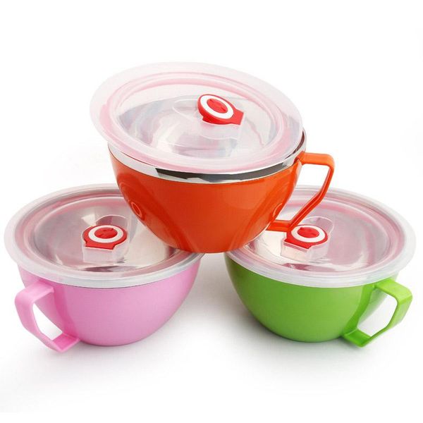 bowls 600ml noodle bowl with lid handle stainless steel plastic leak-proof container
bowls 600ml noodle bowl with lid handle stainless steel plastic leak-proof container