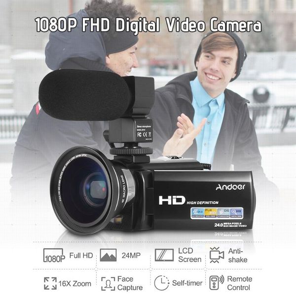 camcorders andoer 1080p dv recorder 24mp 16x digital zoom 3.0 inch lcd screen fhd video camera with 2pcs rechargeable batteries
camcorders andoer 1080p dv recorder 24mp 16x digital zoom 3.0 inch lcd screen fhd video camera with 2pcs rechargeable batteries