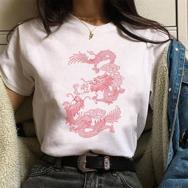 women's t-shirt ulzzang harajuku streetwear tee retro chinese dragon print summer casual women drop, White
women's t-shirt ulzzang harajuku streetwear tee retro chinese dragon print summer casual women drop, White