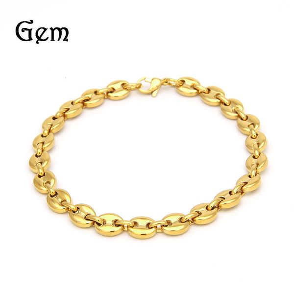 hip hop men's stainless steel pig nose bracelet coffee bean bracelet vacuum electroplating trend jewelry, Silver
hip hop men's stainless steel pig nose bracelet coffee bean bracelet vacuum electroplating trend jewelry, Silver