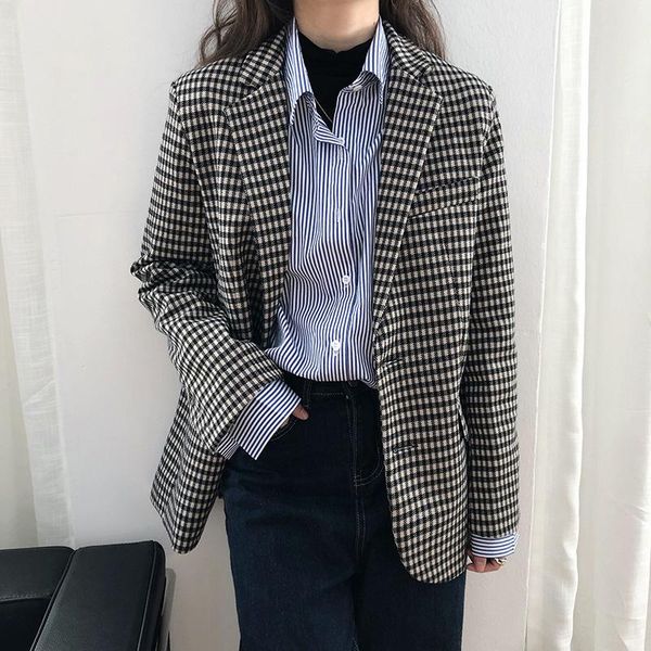 women's suits & blazers yeeloca spring fashion office lady plaid blazer casual single-breasted notched coat vintage long sleeve suit, White;black
women's suits & blazers yeeloca spring fashion office lady plaid blazer casual single-breasted notched coat vintage long sleeve suit, White;black