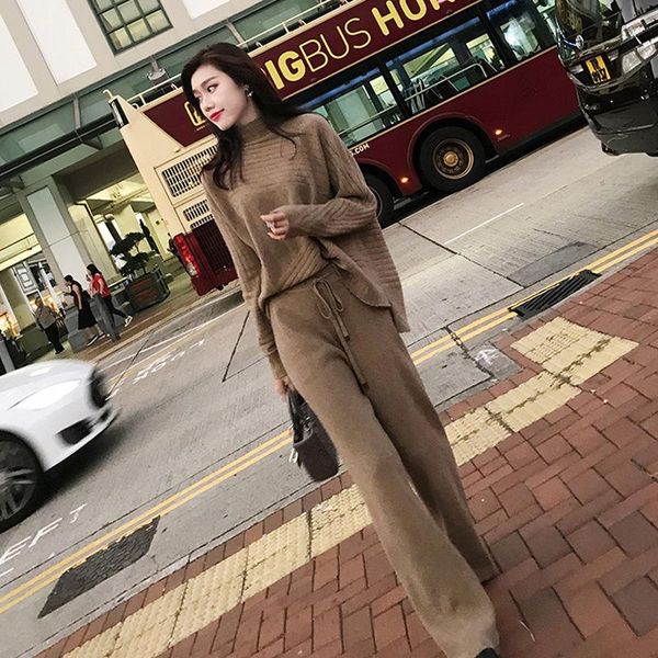 women's two piece pants 2021 women winter casual solid knitted set female thicked turtlenck pullover wide-leg trousers 2 lady vintage s, White
women's two piece pants 2021 women winter casual solid knitted set female thicked turtlenck pullover wide-leg trousers 2 lady vintage s, White