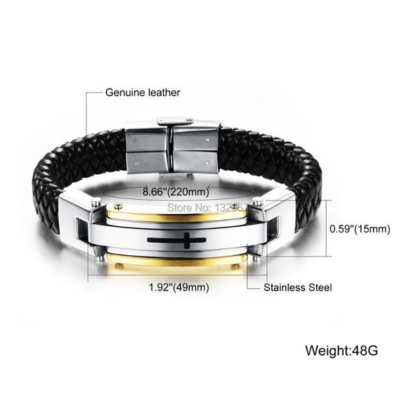 tennis gold choose 316l stainless steel clasp genuine leather cross bracelet bangle men's nice gift, Golden;silver
tennis gold choose 316l stainless steel clasp genuine leather cross bracelet bangle men's nice gift, Golden;silver