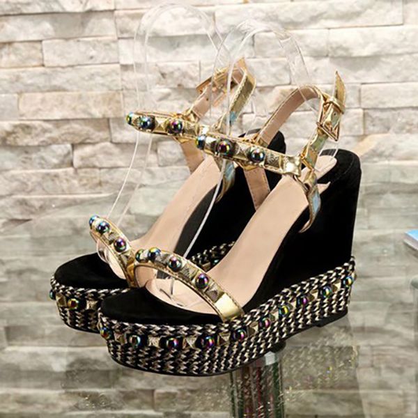 summer women high heels sandals studded wedge slides red bottom wedged sandal womens fashion slippers ladies gladiator slipper shoes, Black
summer women high heels sandals studded wedge slides red bottom wedged sandal womens fashion slippers ladies gladiator slipper shoes, Black