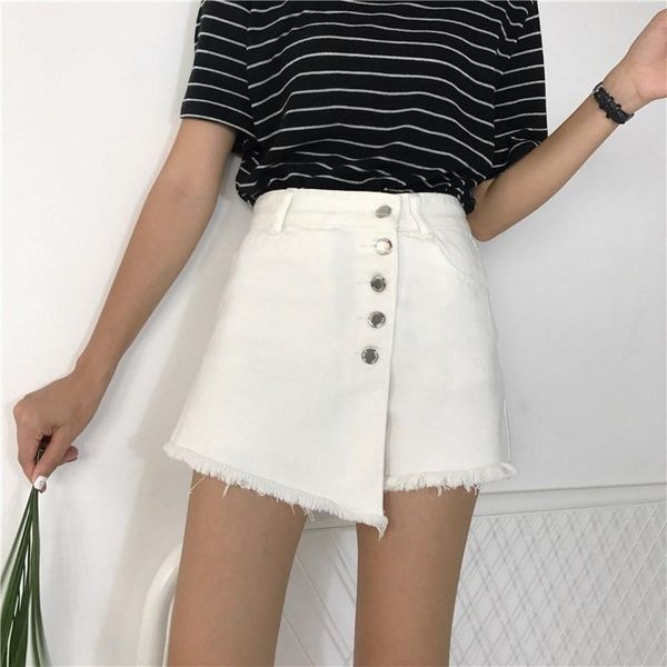 women's shorts 2021 fashion women single-breasted skirts female high waist denim korean style solid casual, White;black
women's shorts 2021 fashion women single-breasted skirts female high waist denim korean style solid casual, White;black