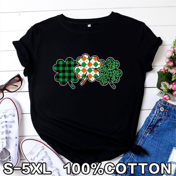 women's t-shirt s-5xl plus size four-leaf clover print tshirt 100% cotton harajuku o-neck short-sleeved summer top, White
women's t-shirt s-5xl plus size four-leaf clover print tshirt 100% cotton harajuku o-neck short-sleeved summer top, White