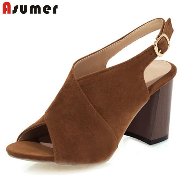 asumer 2021 big size 44 women sandals peep toe buckle flock thick high heels summer sandals classic dress office shoes woman, Black
asumer 2021 big size 44 women sandals peep toe buckle flock thick high heels summer sandals classic dress office shoes woman, Black