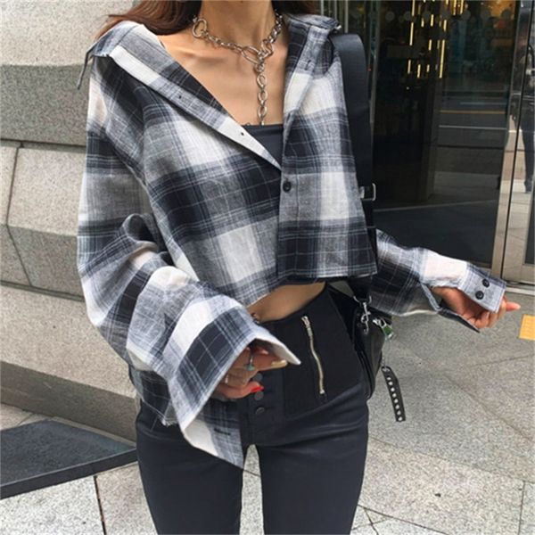 2021 new buffalo plaid women crop long sleeve blouse button up shirt fall korean fashion clothing xpmg, White
2021 new buffalo plaid women crop long sleeve blouse button up shirt fall korean fashion clothing xpmg, White
