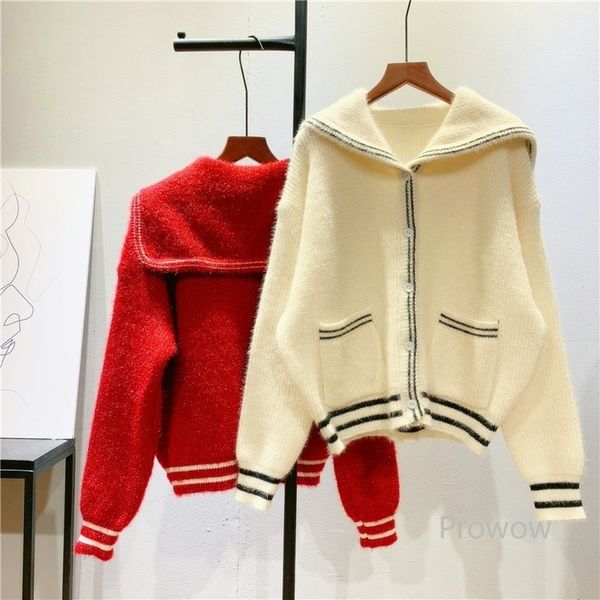 women's knits & tees sailor collar cardigan sweater women red jacket autumn knitted korean fashion loose knitwear asgk, White
women's knits & tees sailor collar cardigan sweater women red jacket autumn knitted korean fashion loose knitwear asgk, White