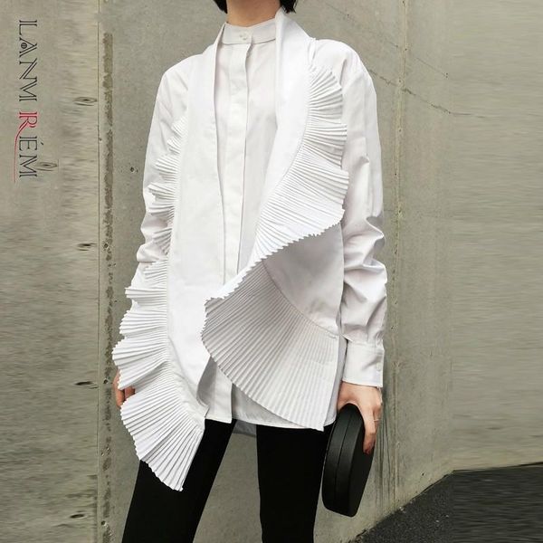 autumn women irregular shirt casual fashion pleated decorative white blouses female design women clothing yg638
autumn women irregular shirt casual fashion pleated decorative white blouses female design women clothing yg638