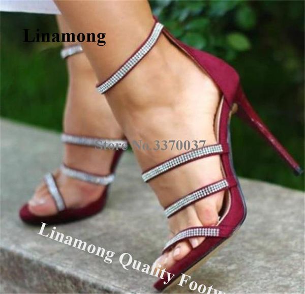 sandals linamong bling rhinestone straps stiletto heel suede leather back zipper-up crystal high dress heels, Black
sandals linamong bling rhinestone straps stiletto heel suede leather back zipper-up crystal high dress heels, Black