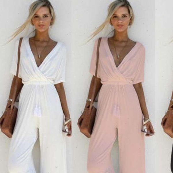 2021 women jumpsuit romper short sleeve v neck casual playsuit overalls ladies wide leg loose white black pink playsuit, Black;white
2021 women jumpsuit romper short sleeve v neck casual playsuit overalls ladies wide leg loose white black pink playsuit, Black;white