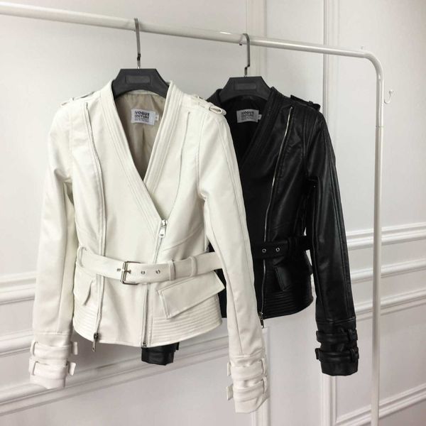 women's jackets real white black leather female jacket winter issue show thin v neck joker motorcycle n9nk, Black;brown
women's jackets real white black leather female jacket winter issue show thin v neck joker motorcycle n9nk, Black;brown