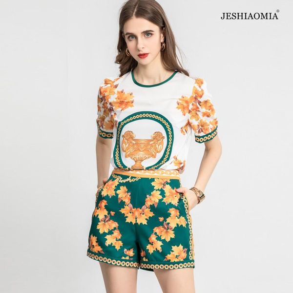 women's tracksuits jeshiaomia- 2021 summer round neck print short sleeve t-shirt & shorts set, Gray
women's tracksuits jeshiaomia- 2021 summer round neck print short sleeve t-shirt & shorts set, Gray
