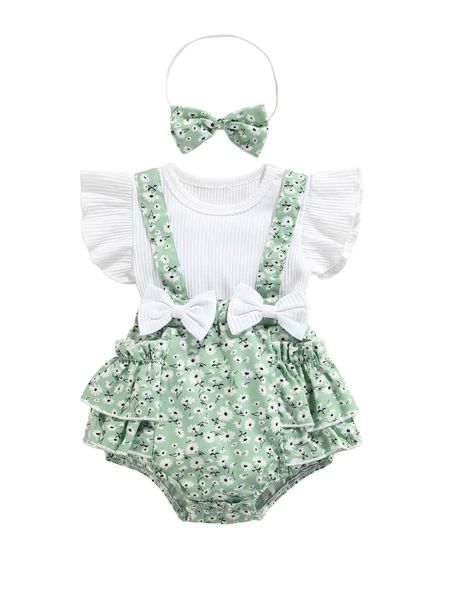 clothing sets 2pcs sweet style baby girls outfit, toddlers summer floral/lemon/dot printing sleeve splicing romper + bow headwear set, White
clothing sets 2pcs sweet style baby girls outfit, toddlers summer floral/lemon/dot printing sleeve splicing romper + bow headwear set, White