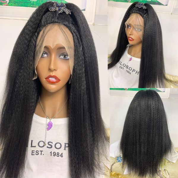 costume accessories black color yaki synthetic hair lace front wigs with baby hair kinky straight glueless lace wigs with pre plucked for wo, Silver
costume accessories black color yaki synthetic hair lace front wigs with baby hair kinky straight glueless lace wigs with pre plucked for wo, Silver