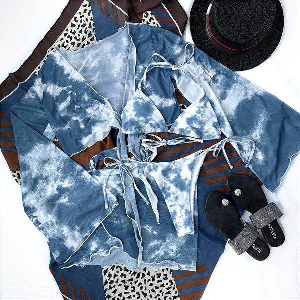 women's swimwear tie-dye four-piece swimsuit 2021 summer fashion split suit ladies bikini beach clothing, White;black
women's swimwear tie-dye four-piece swimsuit 2021 summer fashion split suit ladies bikini beach clothing, White;black