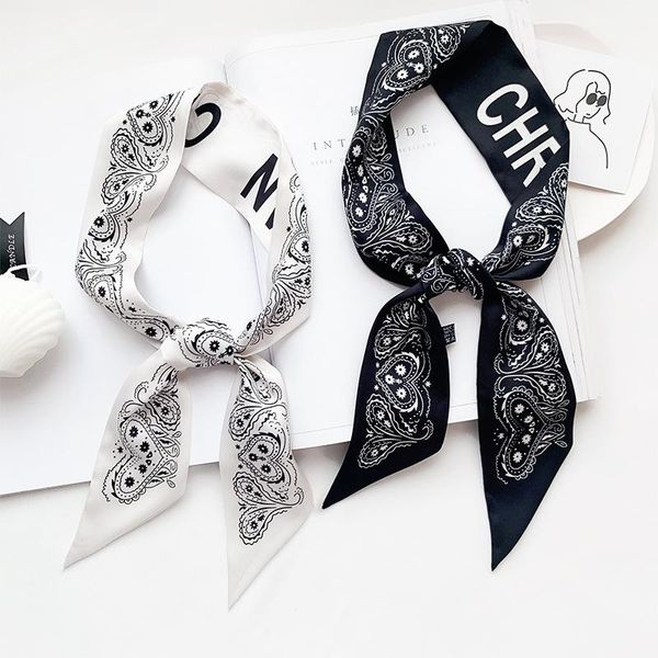 scarves balck white cashew print silk scarf women small skinny scarfs binding bag handle ribbon hair band 2021, Blue;gray
scarves balck white cashew print silk scarf women small skinny scarfs binding bag handle ribbon hair band 2021, Blue;gray