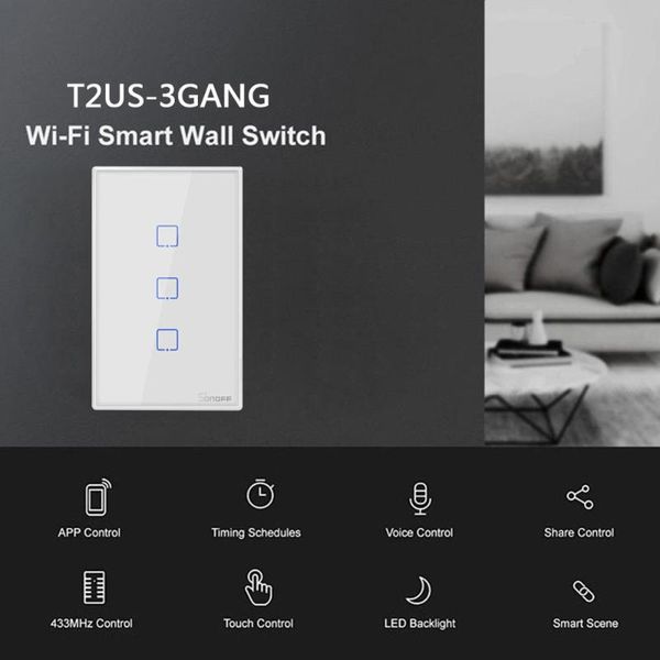 us plug sonoff t2 us wall smart wifi switch 3 gang voice control touch wireless remote on/off panel for home use
us plug sonoff t2 us wall smart wifi switch 3 gang voice control touch wireless remote on/off panel for home use