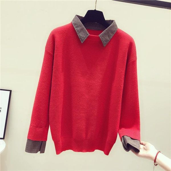 women's sweaters knitted base sweater fake two-piece pullover loose was thin girl 2021 autumn winter casual lapels jacket female, White;black
women's sweaters knitted base sweater fake two-piece pullover loose was thin girl 2021 autumn winter casual lapels jacket female, White;black
