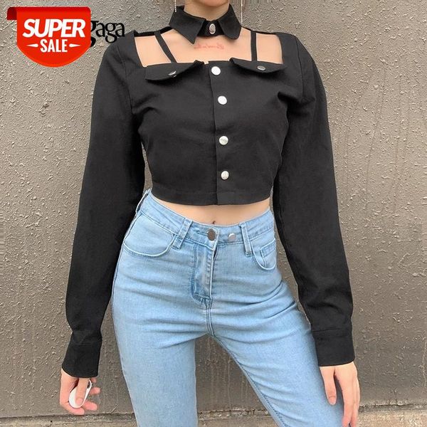 darlingaga cropped autumn black blouse women fashion chic hollow out gothic shirts buttons long sleeve blouse clothes #go1o, White
darlingaga cropped autumn black blouse women fashion chic hollow out gothic shirts buttons long sleeve blouse clothes #go1o, White